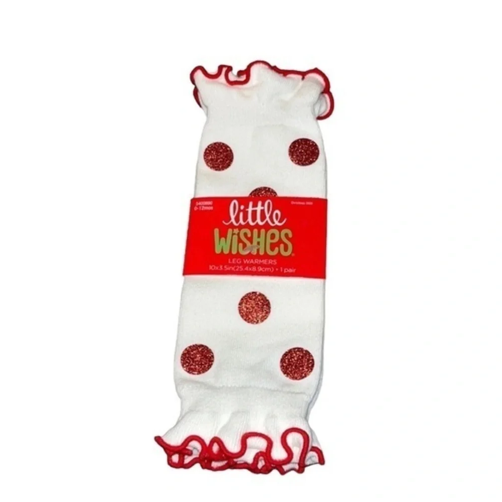 NWT Little Wishes Red Polka Dot Baby Infant Leg Warmers 0-12 months